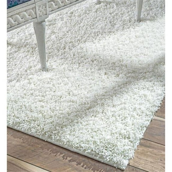 Nuloom SHG1-28012 Machine Made Shag Rug, White - 2 ft. 8 in. x 12 ft.