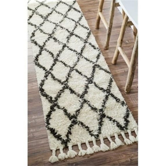 Nuloom SPRE14A-9012 Hand Knotted Fez Shag Rug, Natural - 9 ft. x 12 ft.