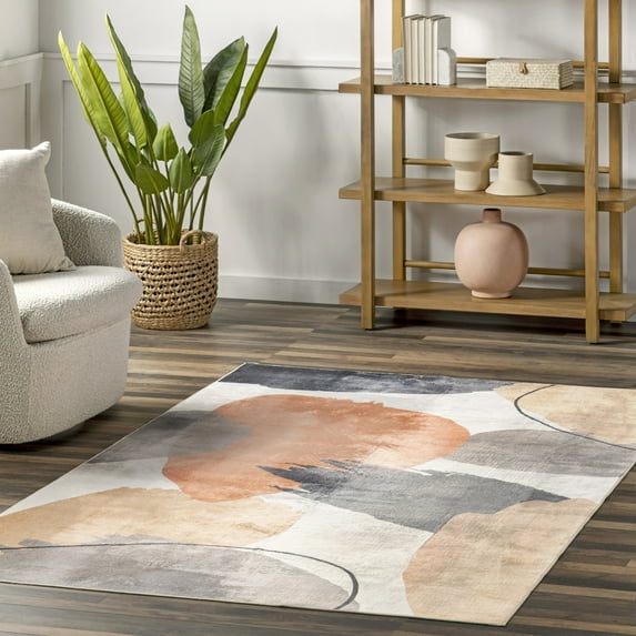nuLOOM Sheree SpinClean Abstract Watercolor Machine Washable Area Rug, 5' x 8', Sheree Peach