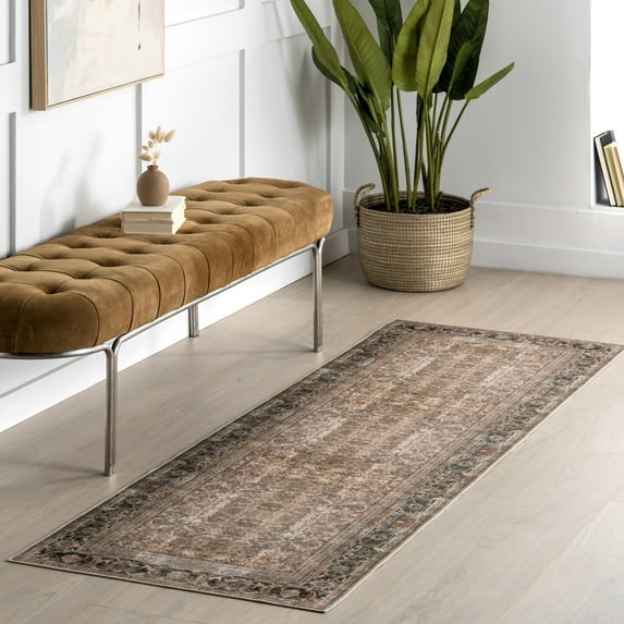 nuLOOM Marlie Smart Plus with SplashGuard Area Rug, 2' 6" x 8', Runner, Marlie Brown