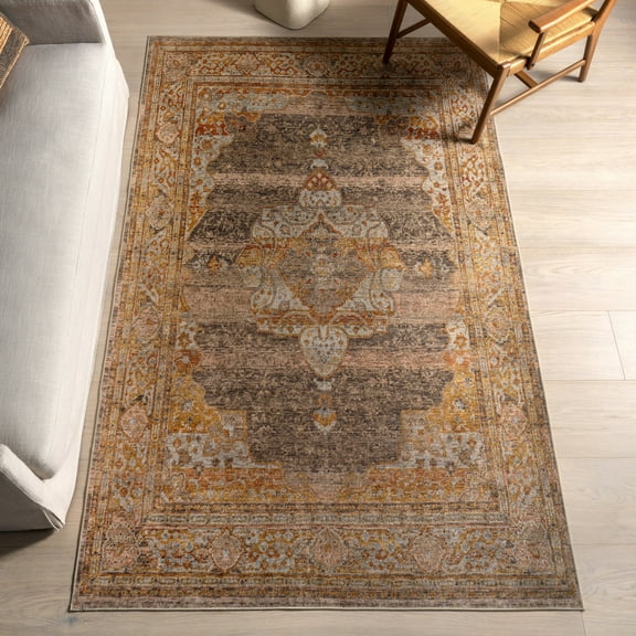 nuLOOM Kennedi Smart Plus with SplashGuard Area Rug, 4' x 6', Kennedi Mustard