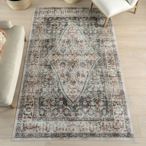 nuLOOM Nemy Smart Plus with SplashGuard Area Rug, 4' x 6', Nemy Sage Green