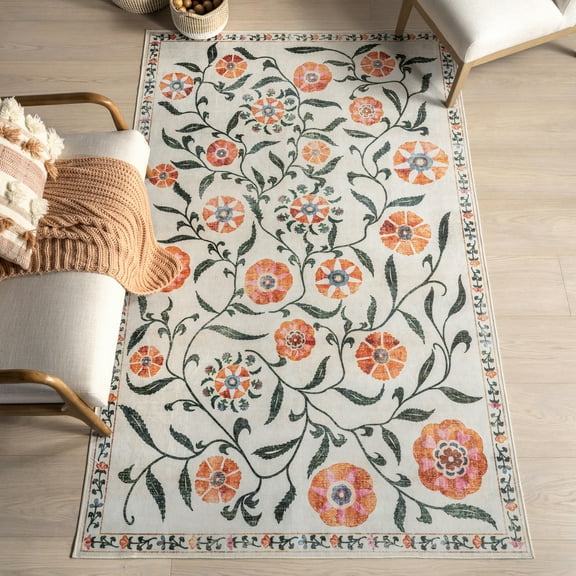 nuLOOM Jaliyah Smart Plus with SplashGuard Area Rug, 9' x 12', Jaliyah Ivory