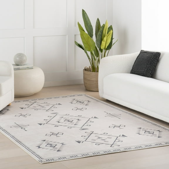 nuLOOM Shenai SplashGuard Machine Washable Area Rug, 2' 6" x 6', Runner, Shenai Cream