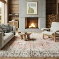 thumbnail image 1 of nuLOOM Teja SplashGuard Persian Medallion Machine Washable Area Rug, 5' x 8', Teja Peach, 1 of 11