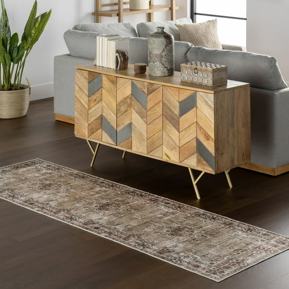 nuLOOM Tulsi Traditional SplashGuard Machine Washable Area Rug, 2' 6" x 8', Runner, Tulsi Beige