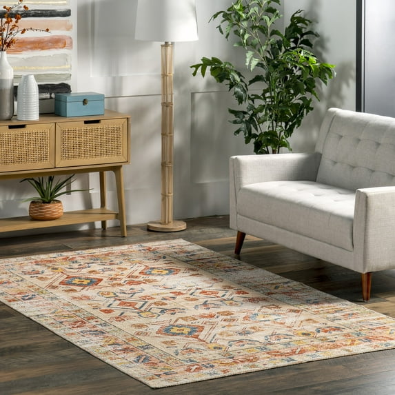 Nuloom Vasa SpinClean Traditional Distressed Machine Washable Area Rug, 8' x 10', Vasa Multicolor