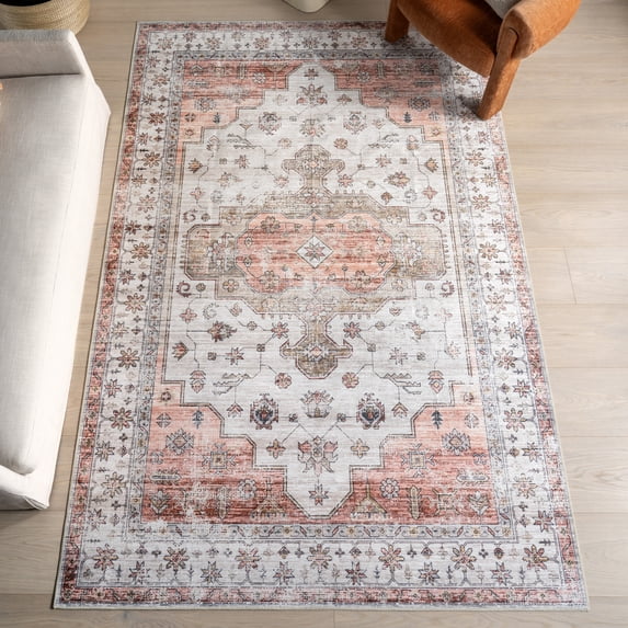 nuLOOM Vinka SplashGuard Machine Washable Area Rug, 2' 6" x 6', Runner, Vinka Beige