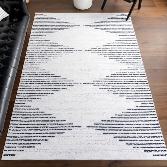 nuLOOM Yori Diamond SplashGuard Machine Washable Area Rug, 9' x 12', Yori White