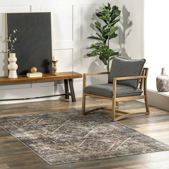 nuLOOM Zofia SpinClean Vintage Persian Machine Washable Area Rug, 3' x 5', Zofia Dark Red