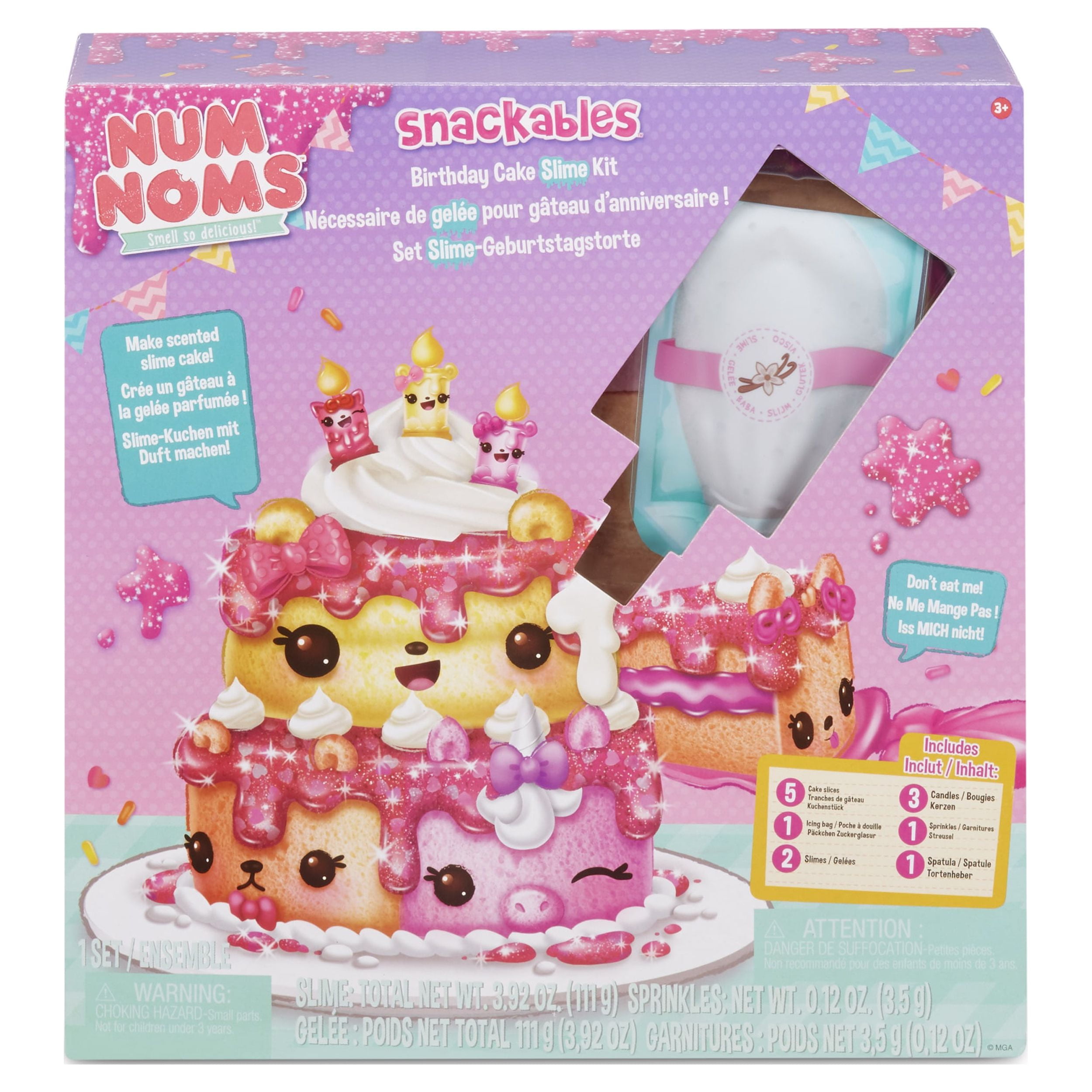 Num Noms Snackables Birthday Cake Slime Kit with Slime and Toppings