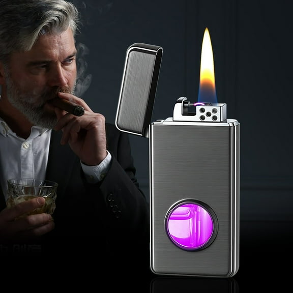 NumWeiTong Candle Lighter,Metal Voice Controlled Ignition Kerosene Lighter With Large Capacity Color Light Transparent Compartment Business Gift,for Birthday Camping BBQ