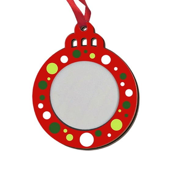 NumWeiTong Christmas Wooden Photo Frame Ornament Round Picture Wood Red for Holiday Decoration