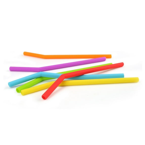 NumWeiTong Soft Multipurpose Silicones Straws 6-piece Set Creatives Sustainable Juices Milk Colorful Curved Tube