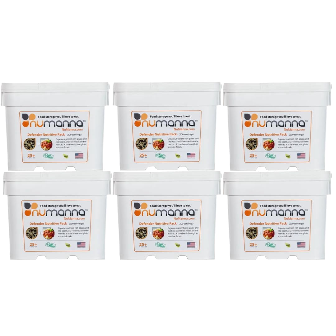 Numanna Defender Nutritive Pack Bucket 1224 Servings | 6-Months Emergency Food Supply | GMO-Free, Non-Perishable Meals with Organic Grains & Superfoods | Easy to Prepare | Camping & Daily Use