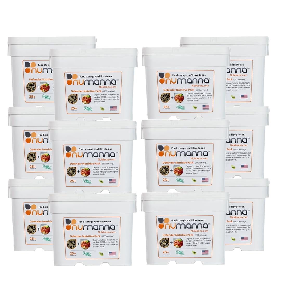 Numanna Defender Nutritive Pack Bucket 2448 Servings | 12-Months Emergency Food Supply | GMO-Free, Non-Perishable Meals with Organic Grains & Superfoods | Easy to Prepare | Camping & Daily Use