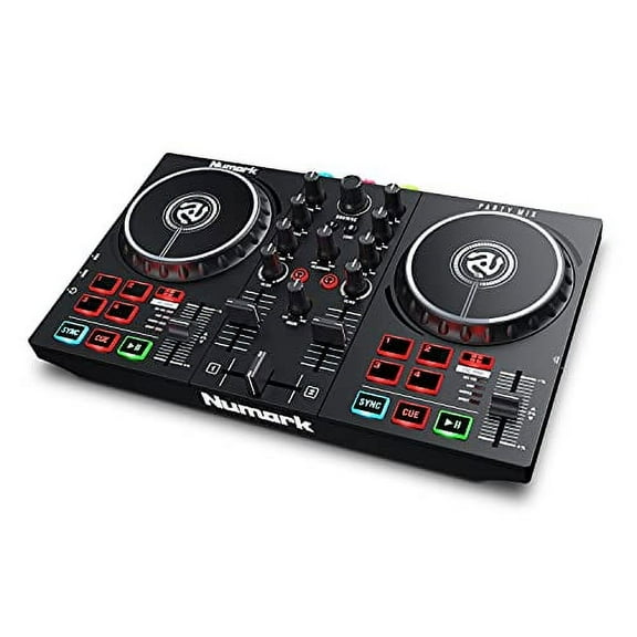 Numark Beginners Party Mix II DJ Controller Set with Built-In Lights, Mixer for Serato Lite