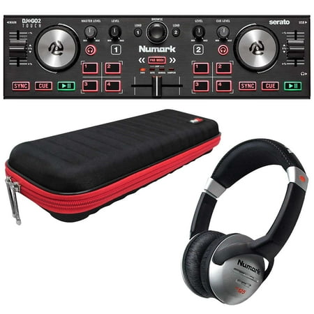 Numark DJ2GO2 Touch Pocket DJ Controller with Professional Headphones & Nano Controller EVA Bag Package