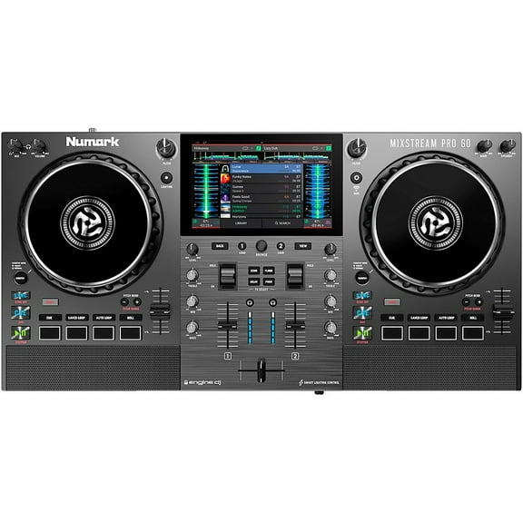 Numark Faders Battery-Powered Standalone Streaming 2-Channel Mixstream Pro Go DJ Controller, Black