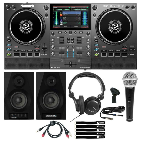 Numark MIXSTREAM PRO GO Streaming DJ Controller Starter Package featuring Numark N-Wave 360 Monitors