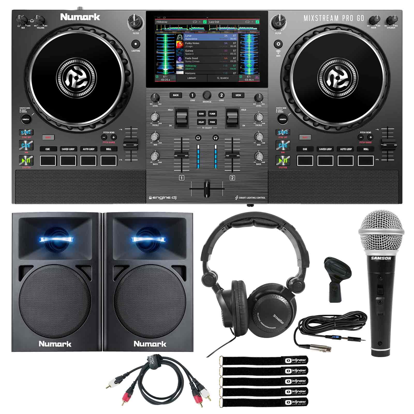 Numark MIXSTREAM PRO GO Streaming DJ Controller Starter Package featuring Numark N-Wave 360 Monitors
