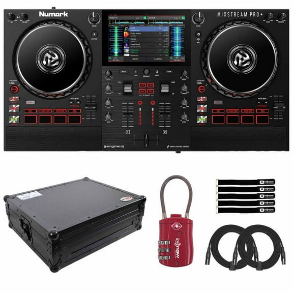 Numark MIXSTREAM PRO+ Standalone Streaming DJ Controller with Black Carrying Case Package