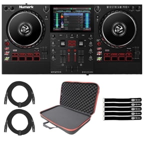 Numark Mixstream Pro Plus Standalone Streaming DJ Controller with Carrying Bag, Black