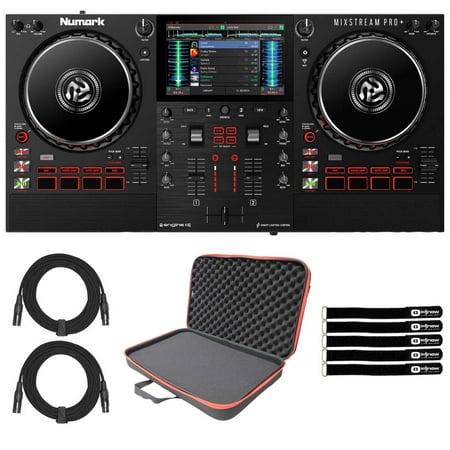 Numark Mixstream Pro Plus Standalone Streaming DJ Controller with Carrying Bag, Black