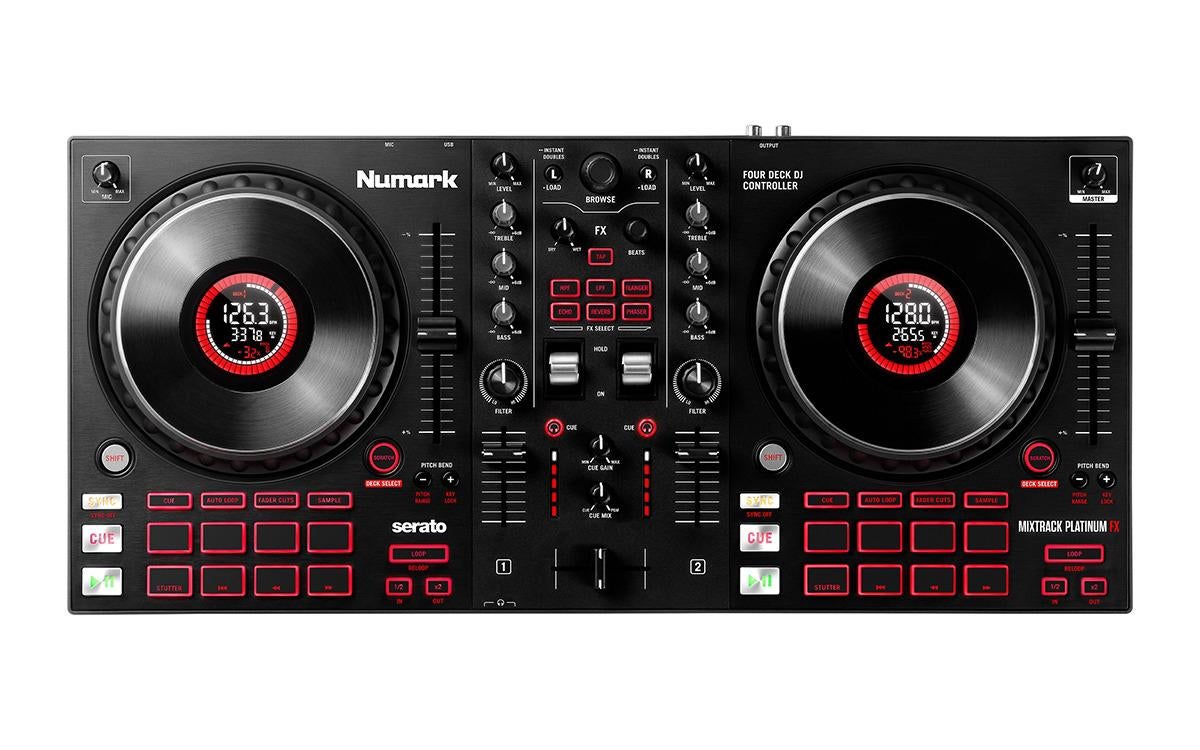Numark Mixtrack Platinum FX - DJ Controller for Serato with 4 Deck Control, Mixer, Built-in Audio Interface, Jog Wheel Displays and Paddles - image 1 of 7
