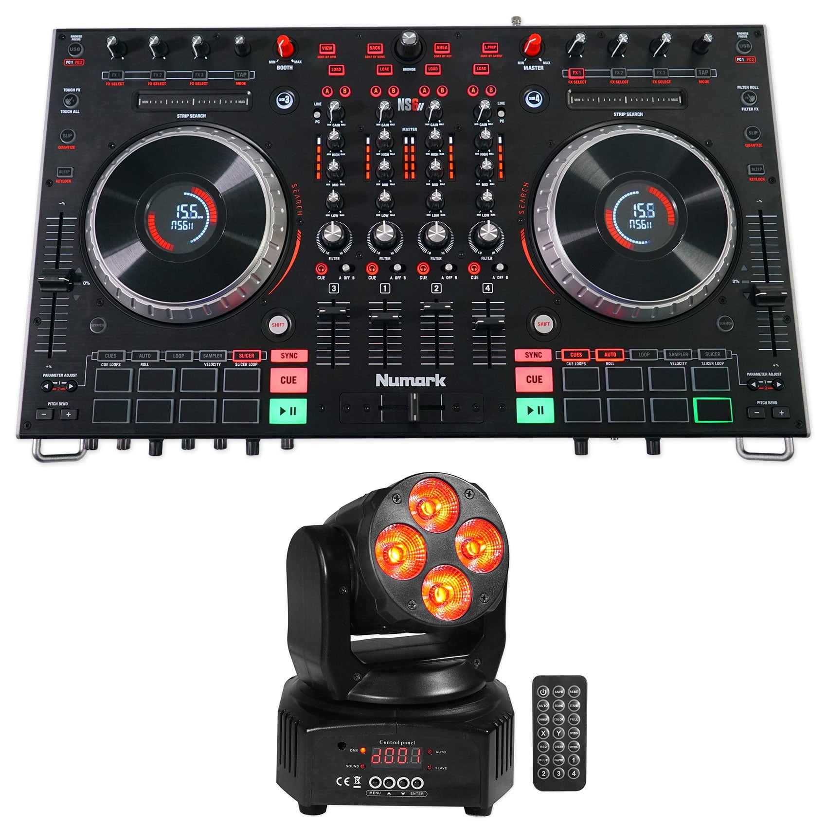 Numark NS6II 4-Channel DJ Controller w/ Color LCD Display+Serato DJ+Moving  Head