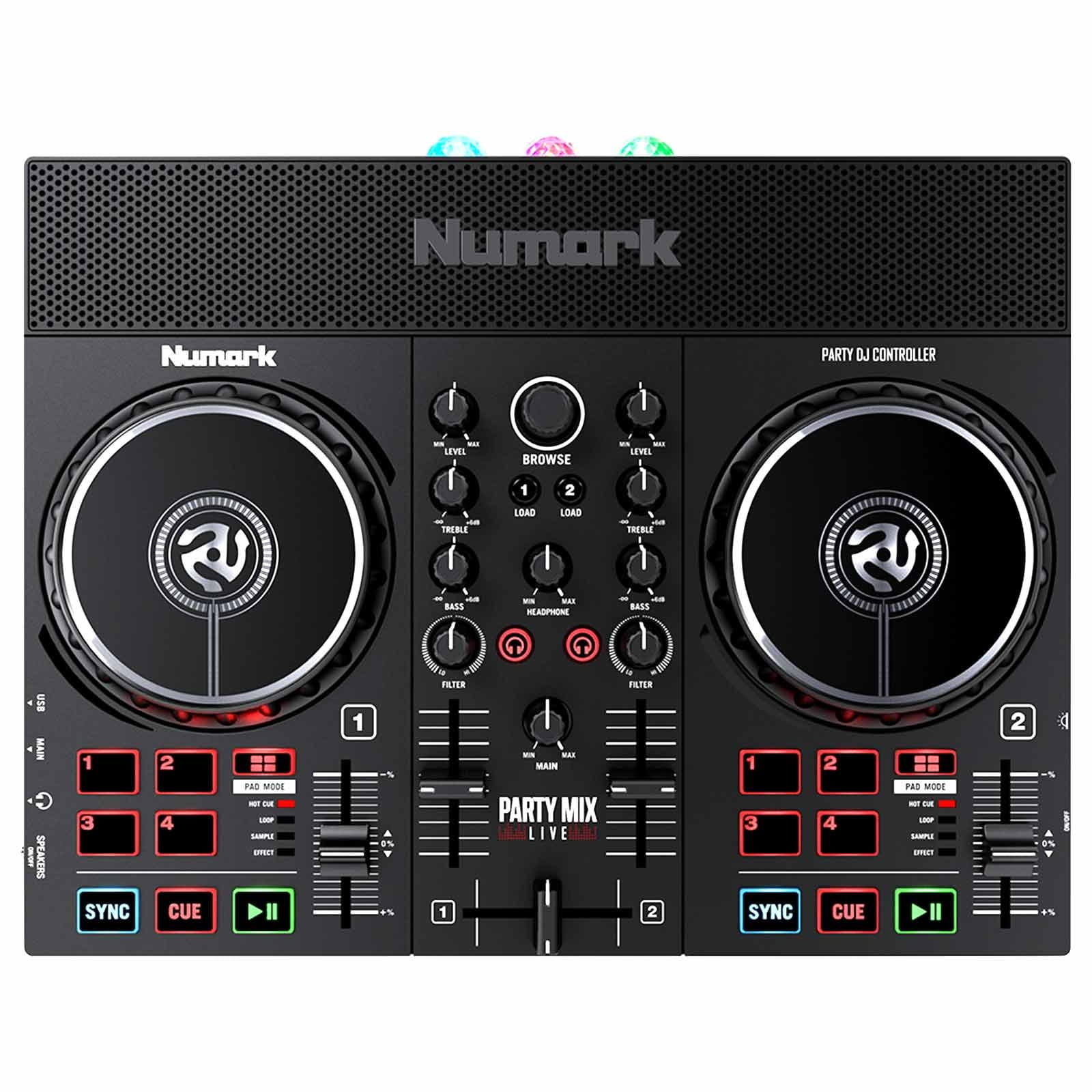 Numark Party Live DJ Controller Set with Lights, Speakers, Mixer for Serato Lite and Algoriddim Djay Pro AI