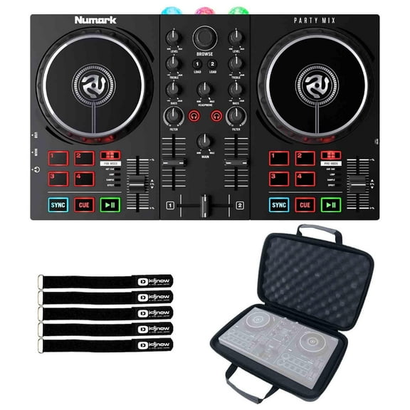 Numark Party Mix II Built-In Light Show DJ Controller with Carry Case Package