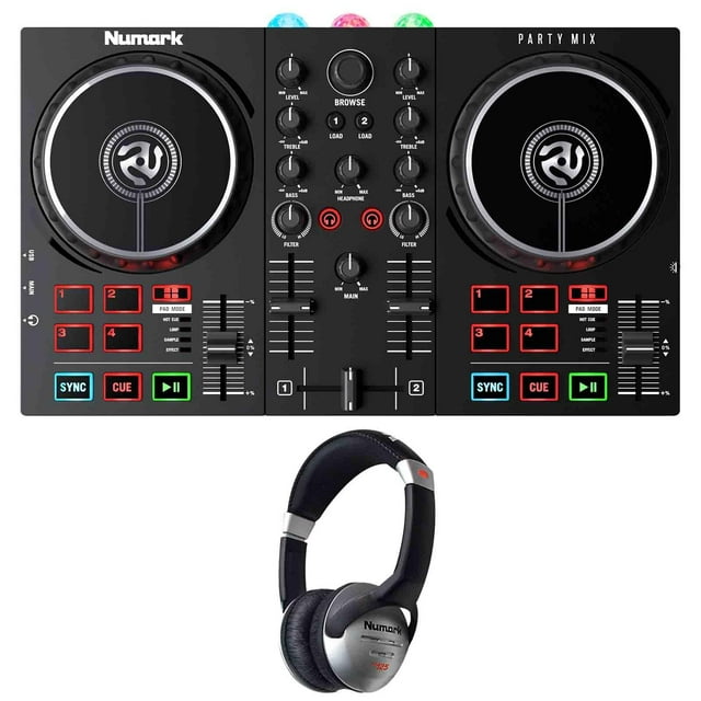 Numark Party Mix II BuiltIn Light Show DJ Controller with HF125