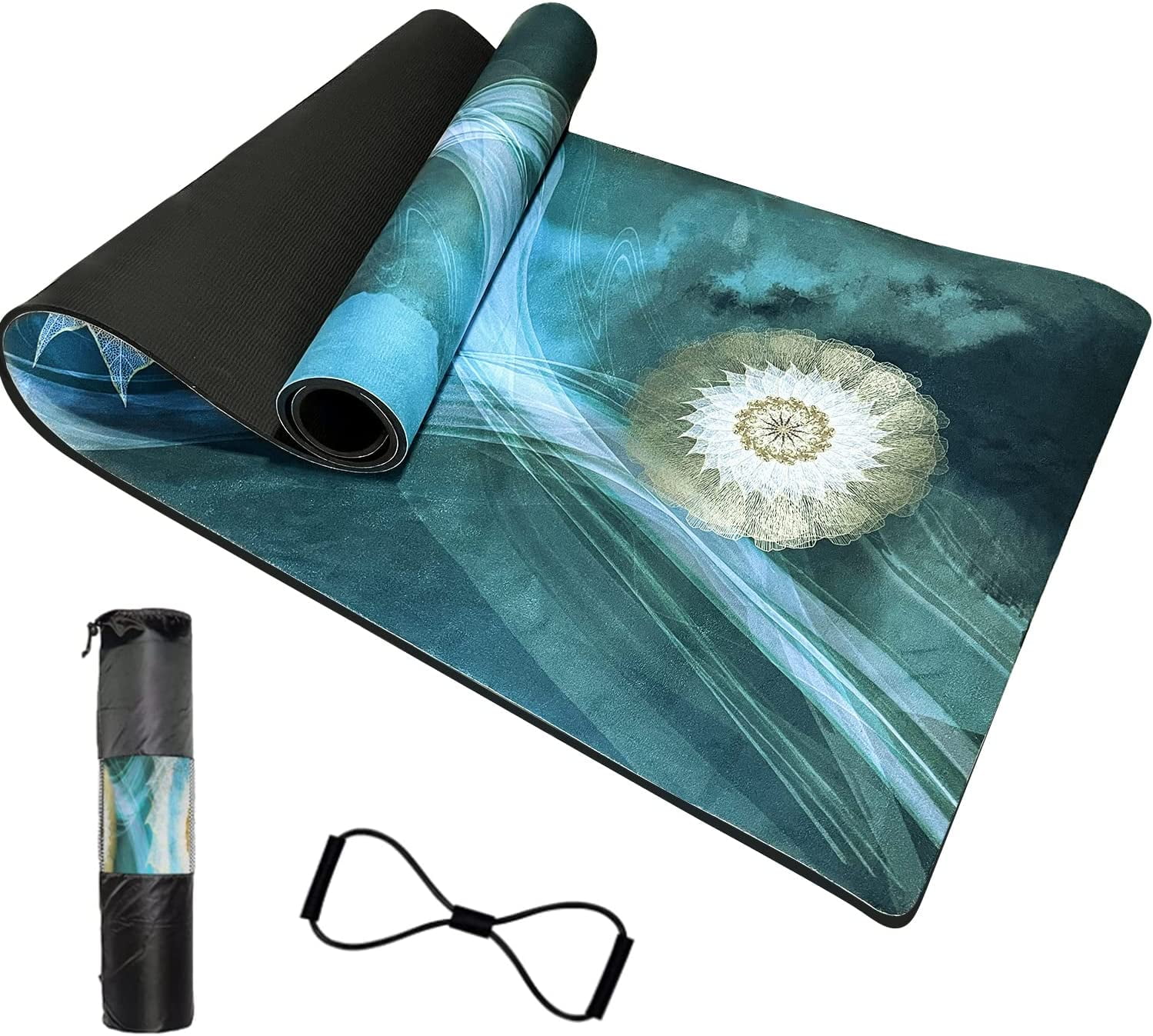 Numat Suede TPE 6mm Yoga Mat 72"x 26" Non Slip Exercise & Workout Mat Great for Bikram Yoga, Pilates, Gym and Exercise, Black Carrying Bag with Sling and Stretching Strap Included