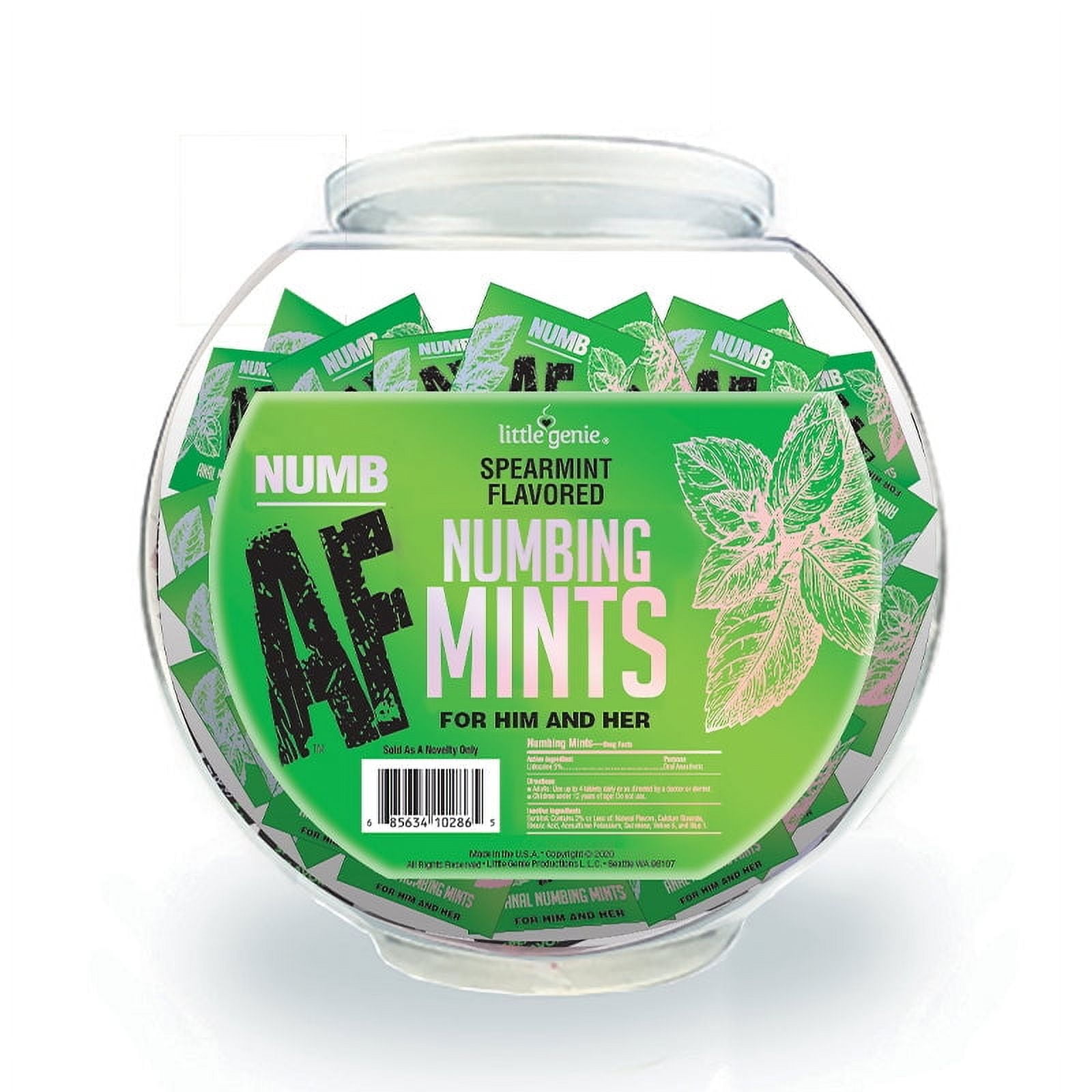 Mints Displayer Numb AF Spearmint Flavored Numbing Mints 100-Piece Fishbowl Display ...
