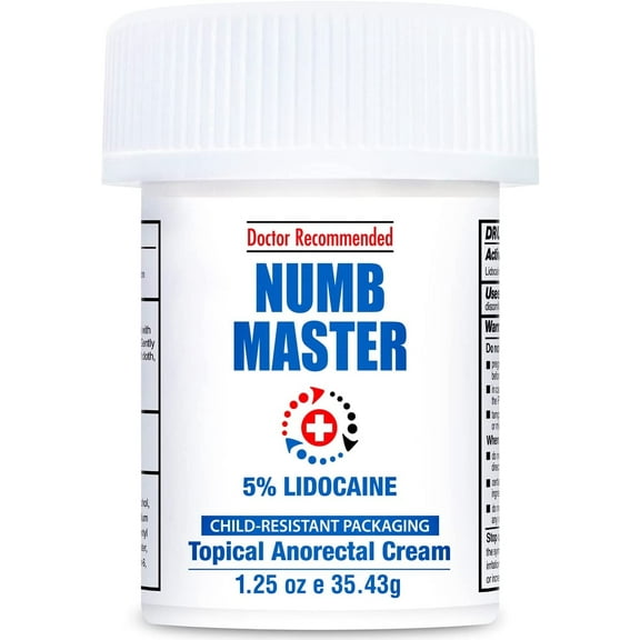 Clinical Resolution Numb Master 5% Lidocaine Numbing Cream – Maximum Strength Topical Anesthetic, Fast-Acting Pain Relief Burn Itch with Aloe Vera & Vitamin E, 1.25 Oz