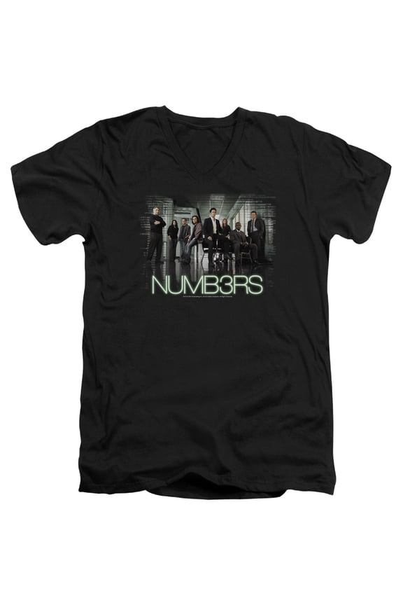 Numb3Rs Numbers Cast Adult V-Neck T-Shirt Black