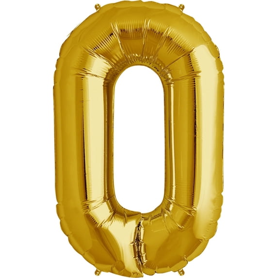 Number 0 Balloon, 32.5", Gold