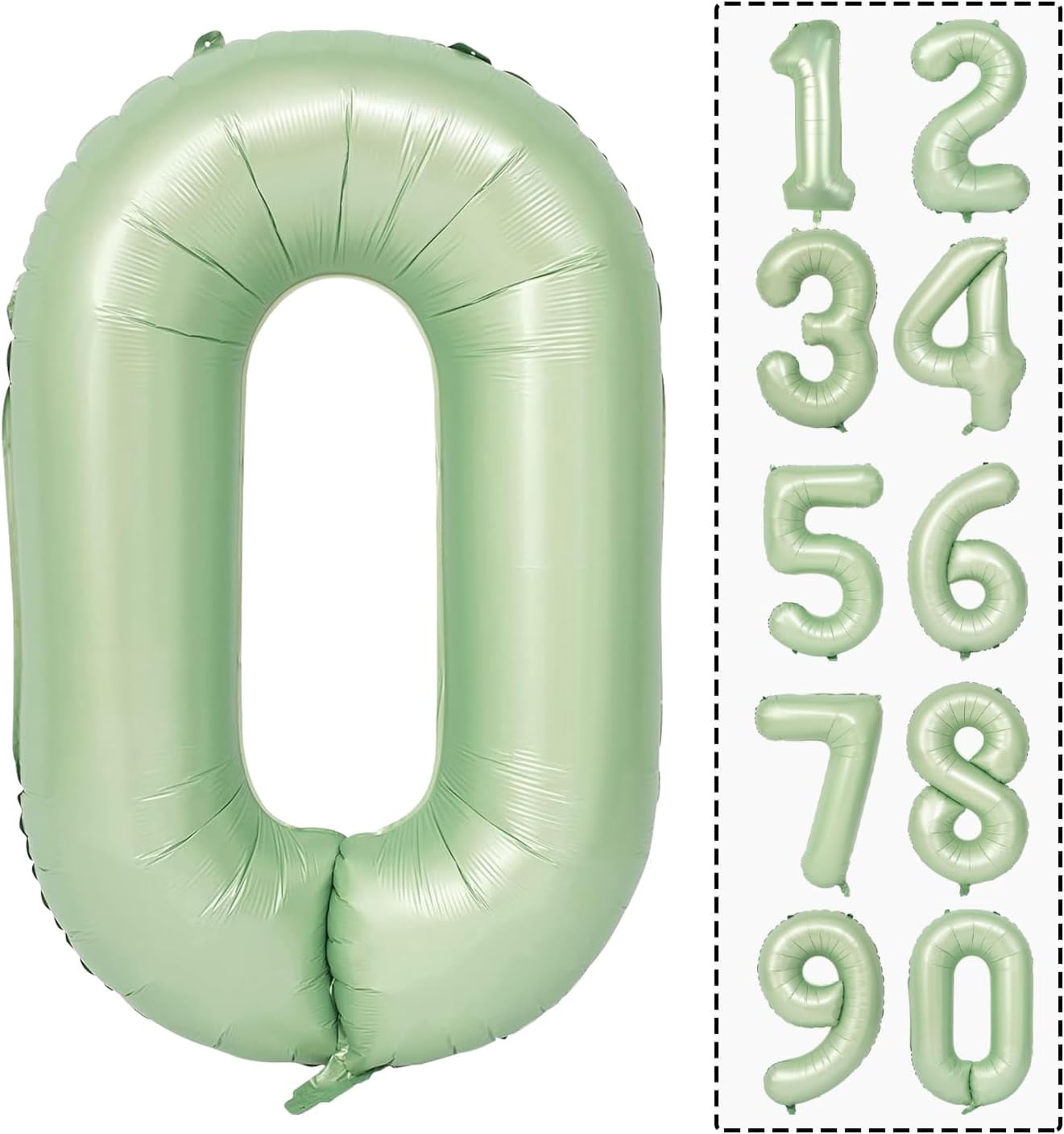 Number 0 Balloon 40 Inch Sage Green Number Balloon Foil Mylar Balloon ...