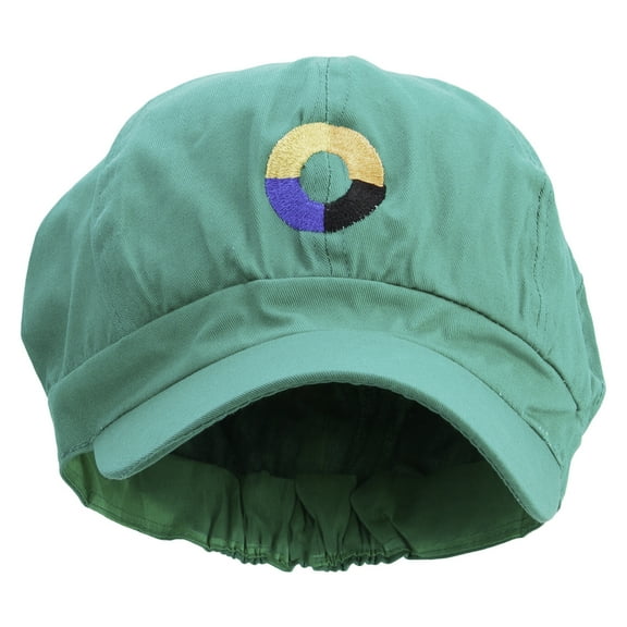 Number 0 Embroidered Cotton Elastic Newsboy Cap - Lime OSFM