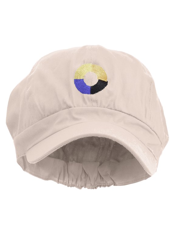 Number 0 Embroidered Cotton Elastic Newsboy Cap - Pink OSFM