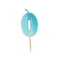 thumbnail image 1 of Number 0 Glittered Birthday Candle, Blue, 1-3/4-Inch, 1 of 1