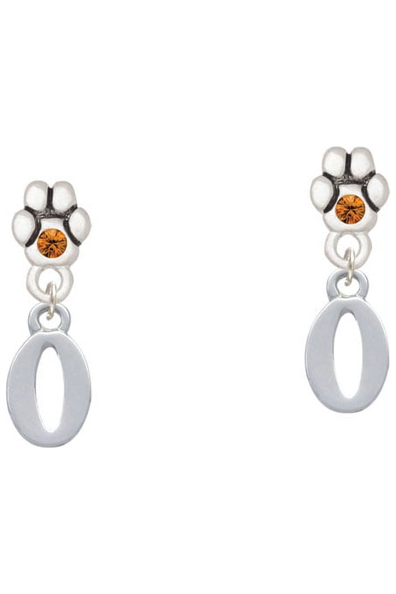 Number - 0 - Yellow Crystal Paw Earrings