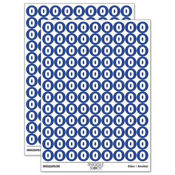 Number 0 Zero Fun Bold Font 200+ Round Stickers - Dark Blue - Gloss Finish - 0.50" Size