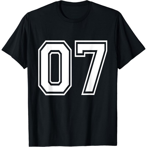 Number 07 Varsity Sports Team 7th Birthday 7 Years T-Shirt