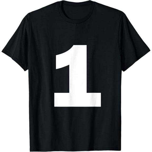 Number 1 Big Bold White Numeral Group T-Shirt