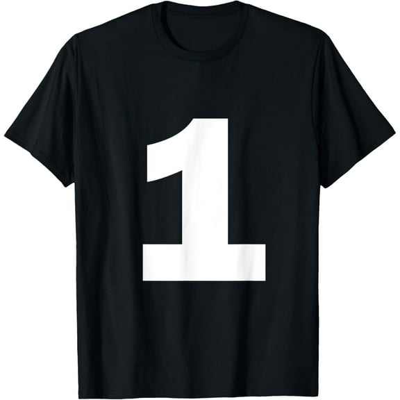 Number 1 Big Bold White Numeral Group T-Shirt
