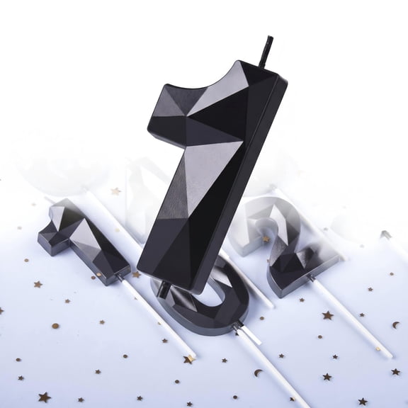 Number 1 Birthday Candle, Crystal Cake Number Candle, Large Party Celebion Candle, Birthday Cake Decoion, Milestone Birthday Supply, Shower Centerpiece, Bakery Display Accessory, crystal black