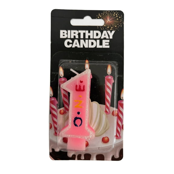 Number 1 Birthday Candles, Pink with Glitter Outline, Perfect for Birthdays, Anniversaries and Celebrations, Adds Sparkle to Cakes, Desserts, 1 Candle per Pack, Festive Party Decoration, Shiny Pink