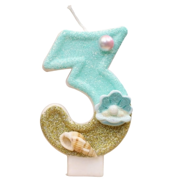 Number 1 Candle, 1 Birthday Candle, 4 In, First Birthday Cake Topper, Mermaid Birthday, Under The Sea Party Decorations, Light Blue Gold, 1 Pc